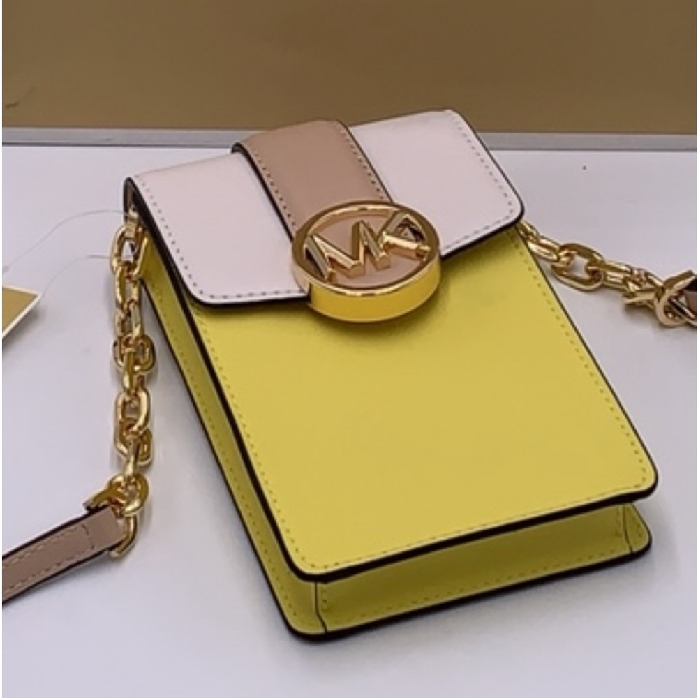 MICHAEL KORS Carmen Small Color-Block  Phone Crossbody Bag Sunshine multi color - Picture 4 of 13